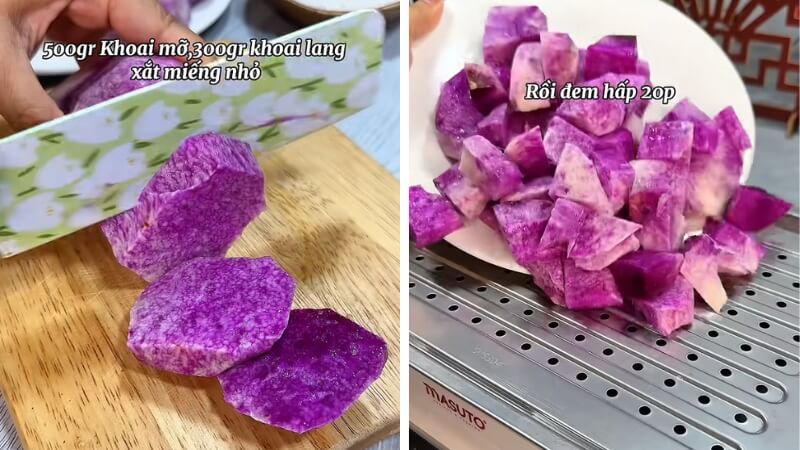 Sơ chế và hấp khoai