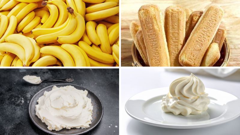 Nguyên liệu làm bánh tiramisu chuối