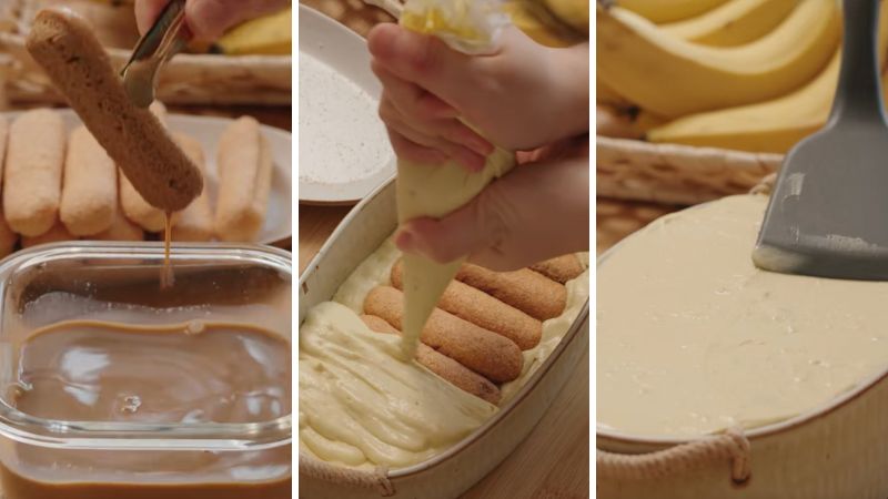Làm cốt bánh tiramisu chuối