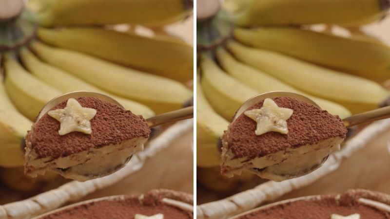 Thưởng thức bánh tiramisu chuối