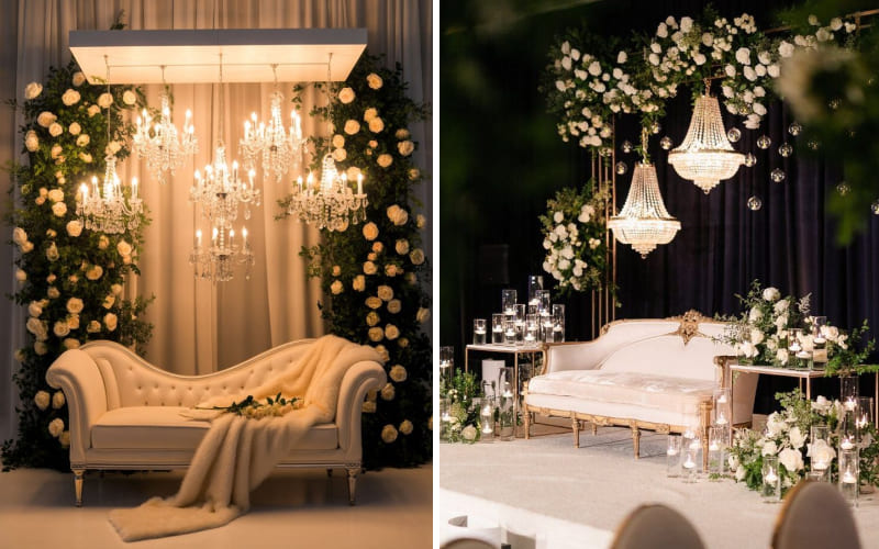 Phong cách Luxury - Sang trọng với pha lê và hoa tươi