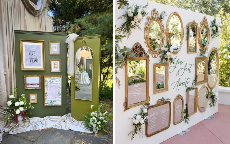 Trang trí với gương và hoa tươi