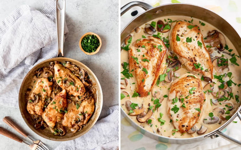 Ức gà sốt nấm