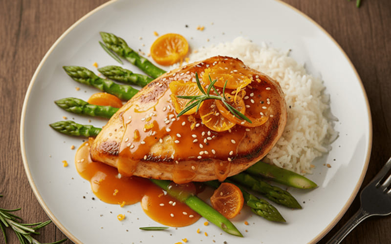 Ức gà sốt cam