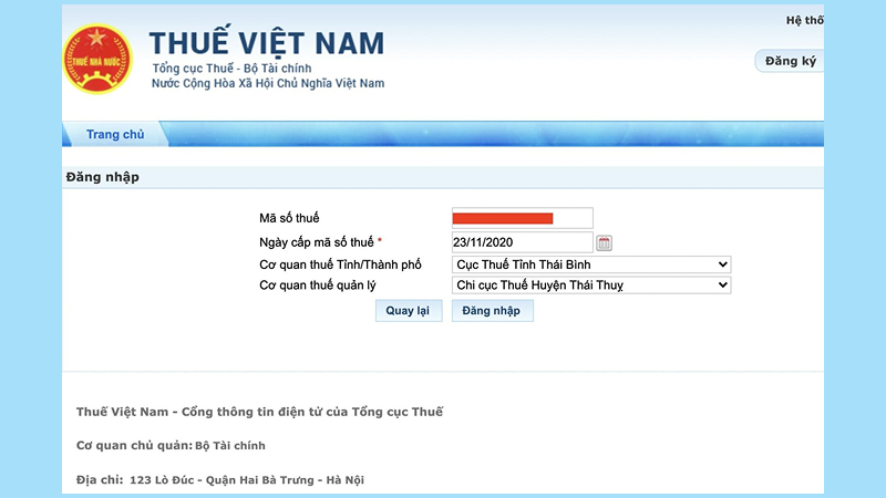 Bước 2: Nhập thông tin đăng nhập