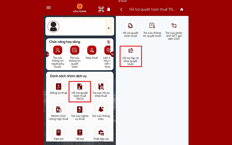 Bước 1: Tra cứu thông tin quyết toán