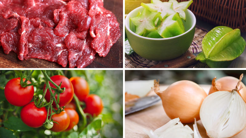 Nguyên liệu làm bò nhúng khế