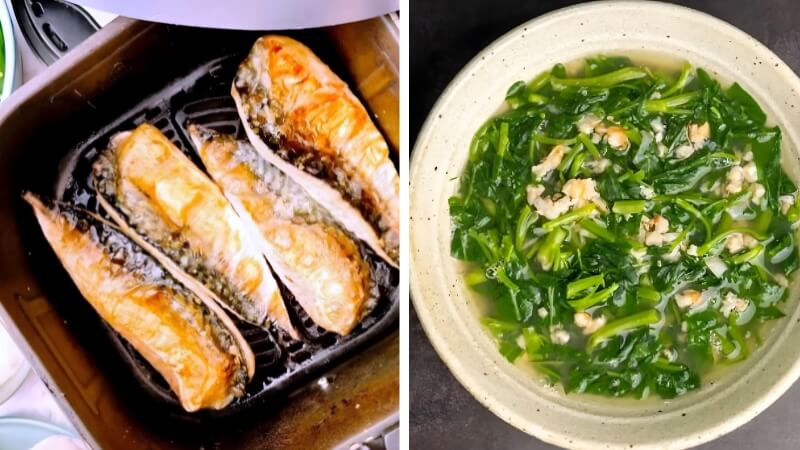 Cá thu một nắng nướng bằng nồi chiên không dầu Cá thu một nắng nướng bằng nồi chiên không dầu