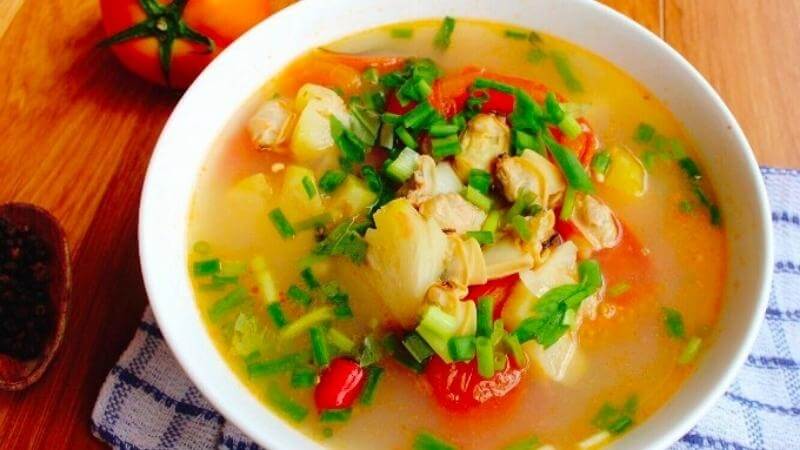 Canh ngao nấu chua dứa và cà chua Canh ngao nấu chua dứa và cà chua