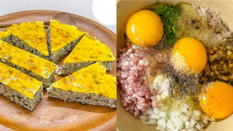 Trứng đúc thịt và canh hến nấu bầu Trứng đúc thịt và canh hến nấu bầu