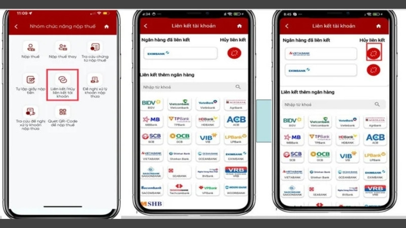Liên kết ngân hàng trên ứng dụng