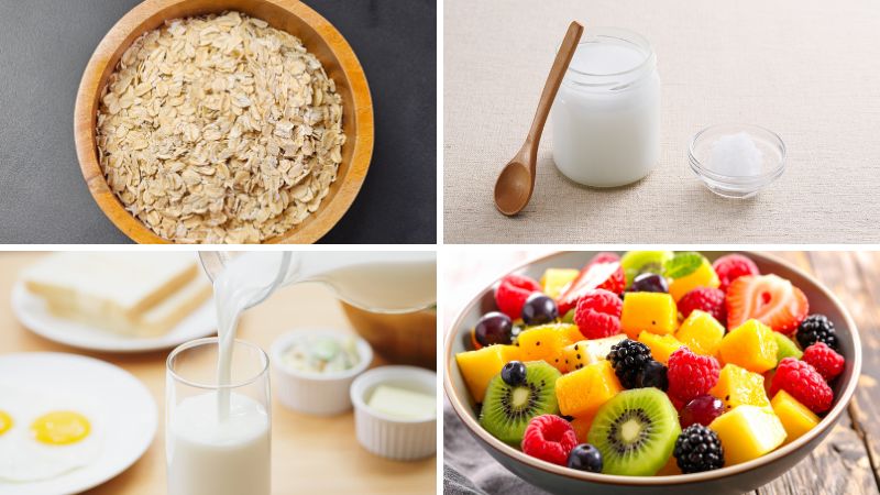 Nguyên liệu làm yến mạch ngâm qua đêm