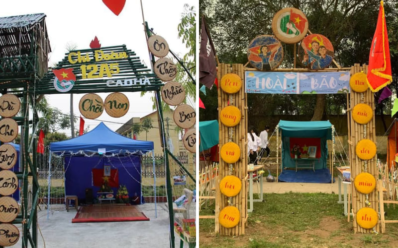 Cổng trại đơn giản, làm từ tre, nứa