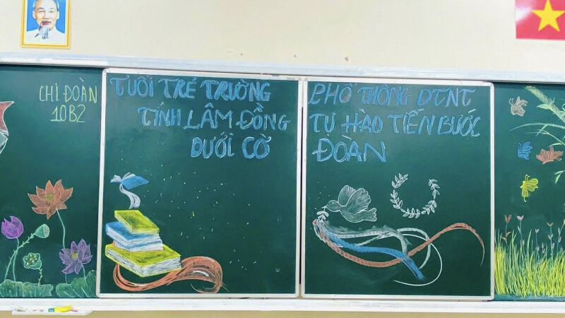 Trang trí bảng bằng phấn màu sáng tạo 2