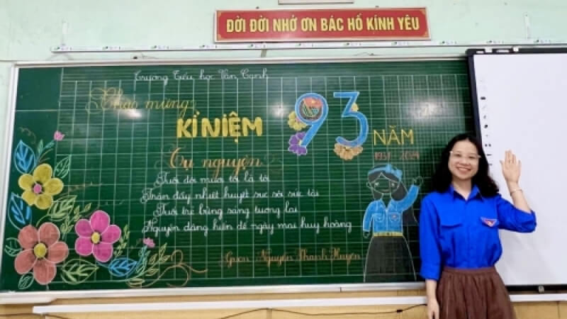 Trang trí bảng 26/3 đơn giản 4