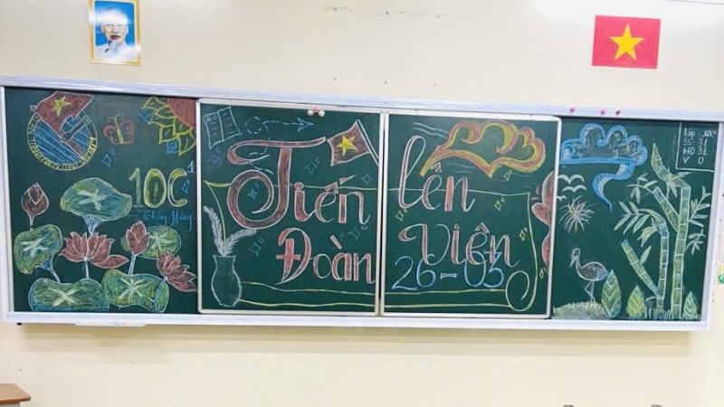 Trang trí bảng bằng phấn màu sáng tạo 4