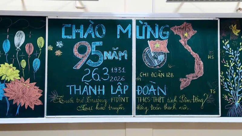 Trang trí bảng 26/3 đơn giản 2