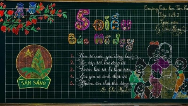 Trang trí bảng bằng phấn màu sáng tạo 5