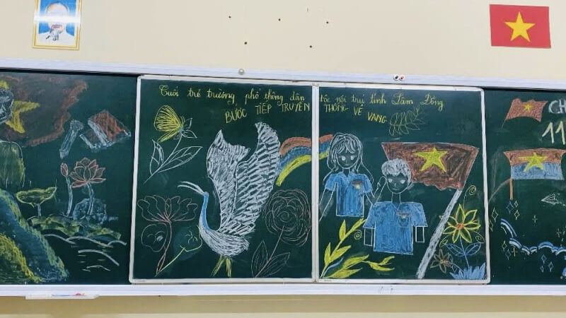 Trang trí bảng bằng phấn màu sáng tạo 3