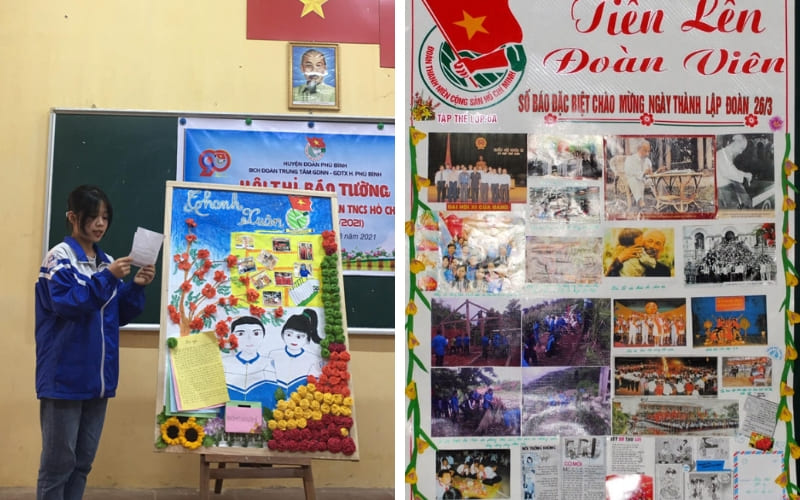 Nội dung báo tường giới thiệu các phong trào tiêu biểu của Đoàn.