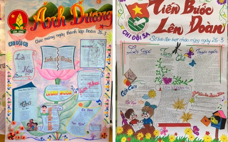 Kiểu báo tường đơn giản phù hợp với học sinh mới bắt đầu.