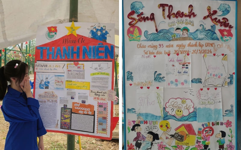 Thông điệp báo tường khơi dậy tinh thần cống hiến của tuổi trẻ.