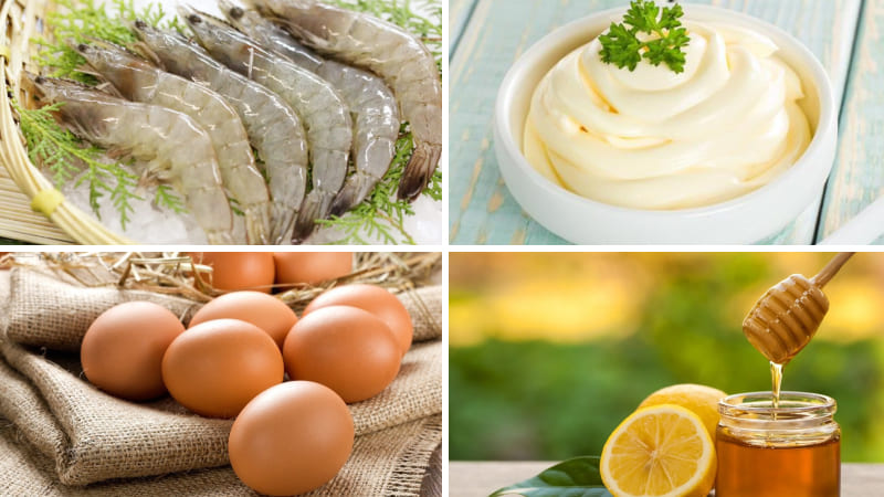 Nguyên liệu làm tôm chiên sốt mayonnaise Nguyên liệu làm tôm chiên sốt mayonnaise