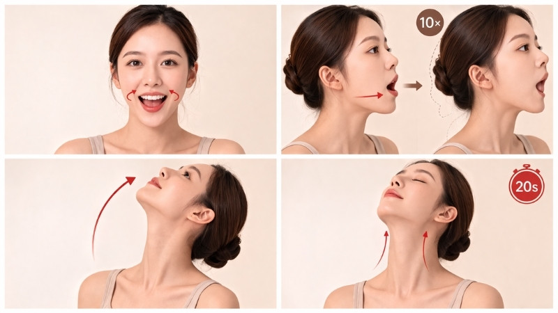 Bài tập nâng cơ vùng cổ và hàm dưới Bài tập nâng cơ vùng cổ và hàm dưới