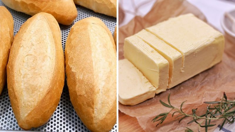 Nguyên liệu làm bánh mì sốt bơ nướng muối ớt
