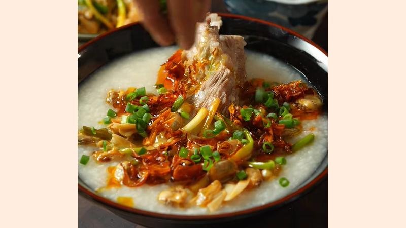 Thành phẩm món cháo sườn nghêu