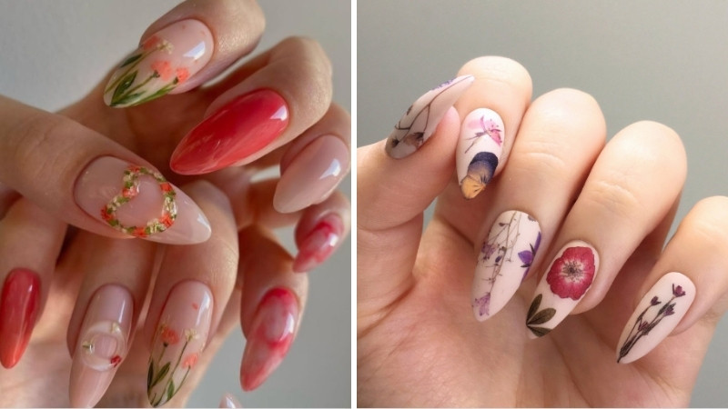 Nail họa tiết hoa lá Nail họa tiết hoa lá