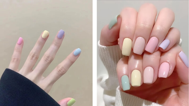 Nail màu pastel nhẹ nhàng