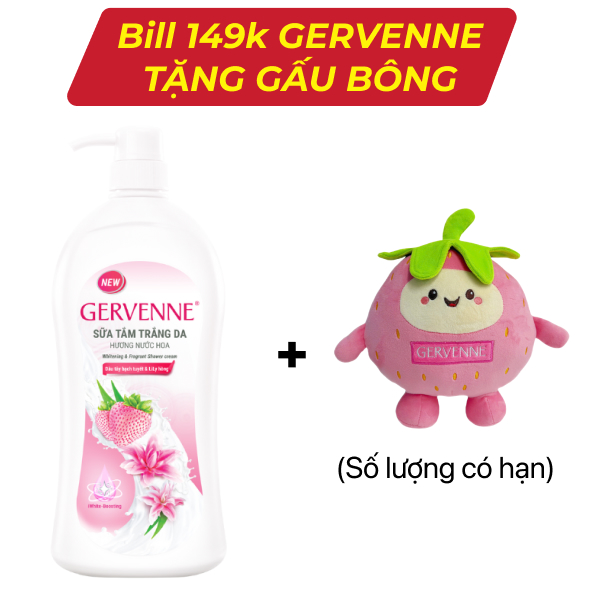 Sữa tắm trắng da Gervenne dâu tây & lily hồng 900g
