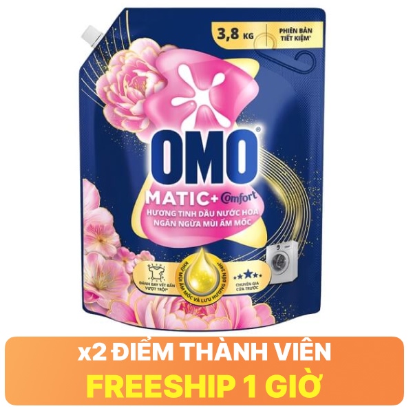 Nước giặt OMO Comfort ngăn mùi ẩm mốc 3.8kg