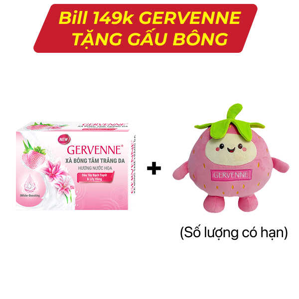 Xà bông cục trắng da Gervenne dâu tây & lily hồng 90g