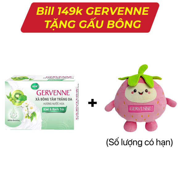 Xà bông cục trắng da Gervenne kiwi & bạch trà 90g