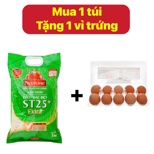 Gạo thơm Neptune ST25+ Extra túi 5kg