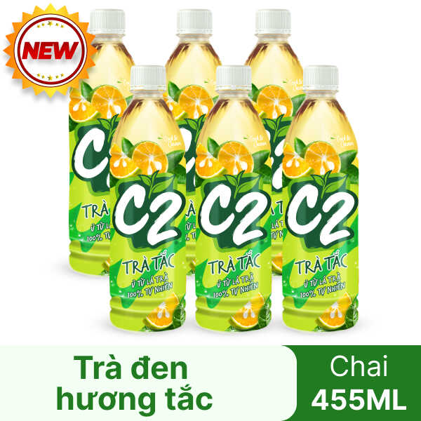Lốc 6 chai trà đen C2 hương tắc 455ml