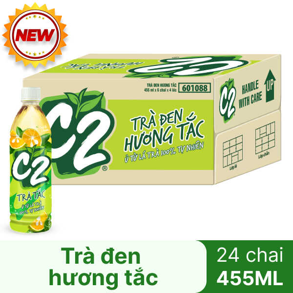Thùng 24 chai trà đen C2 hương tắc 455ml