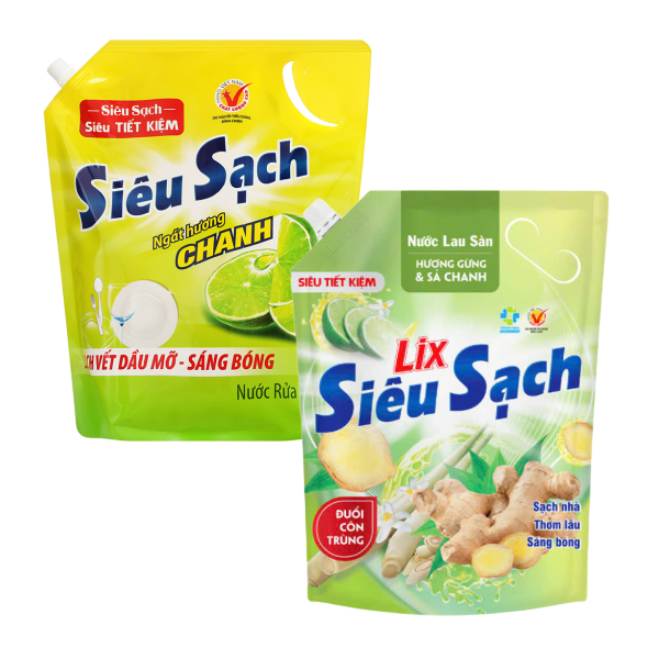 Nước rửa chén Lix 3.13 lít và Nước lau sàn Lix 3.2 lít