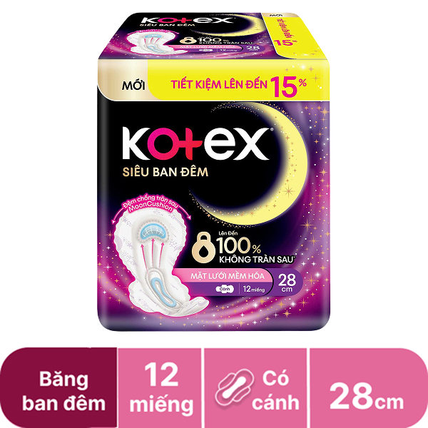 Băng siêu ban đêm Kotex  12 miếng 28cm