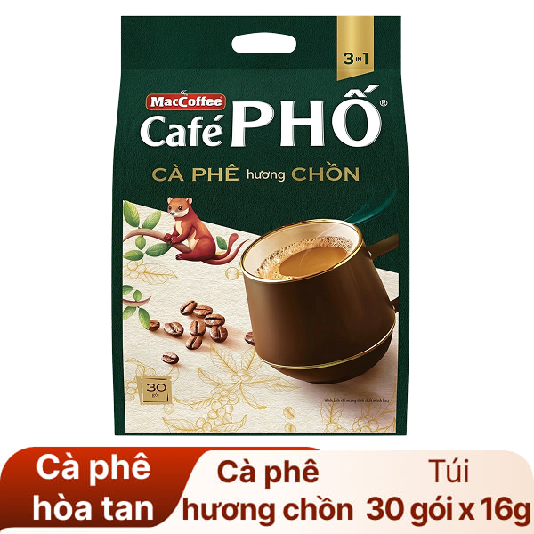 Cà phê MacCoffee Café Phố 3 in 1 hương chồn 480g