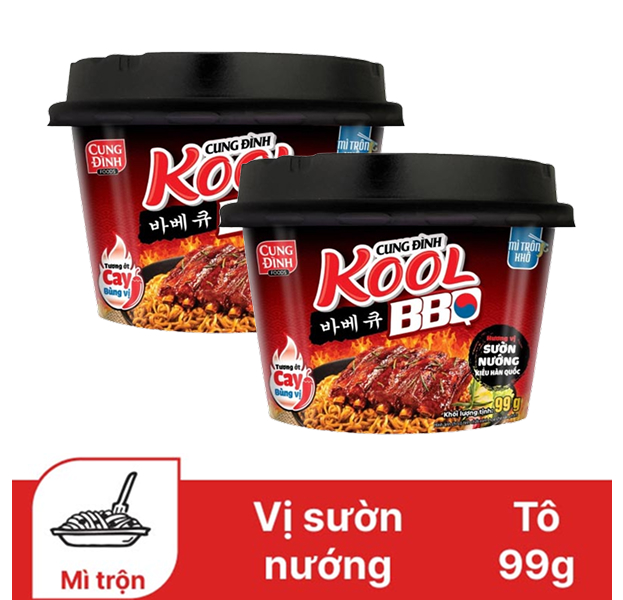 2 hộp mì trộn Cung Đình Kool vị sườn nướng tô 99g