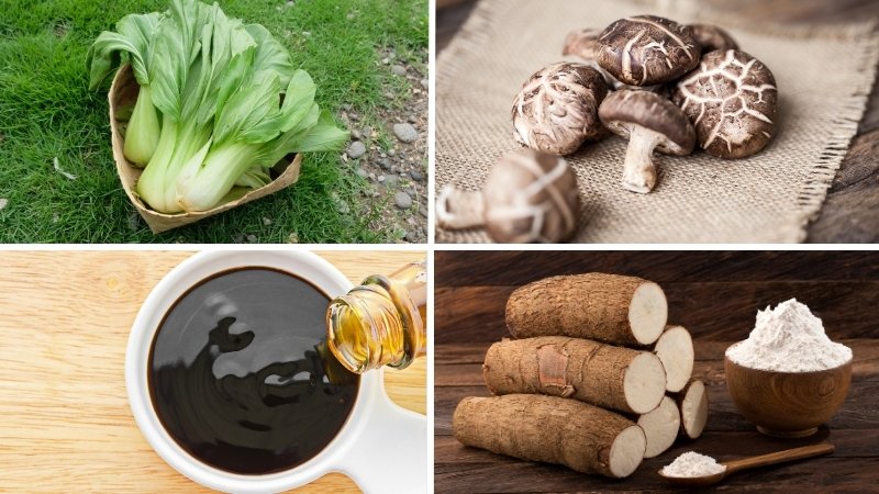 Nguyên liệu làm cải thìa xào nấm