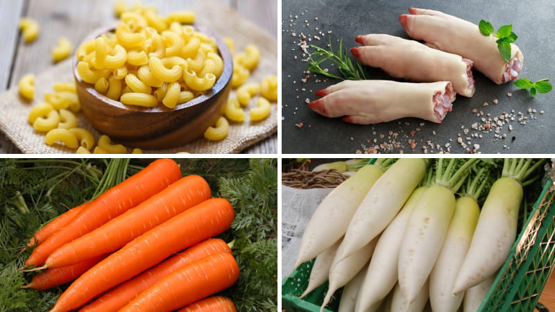 Nguyên liệu làm nui giò heo