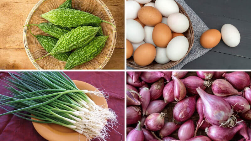 Nguyên liệu làm món khổ qua xào trứng