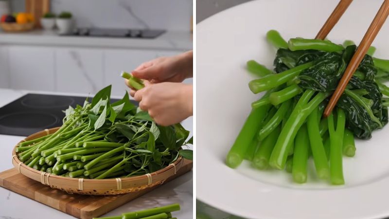 Sơ chế rau muống