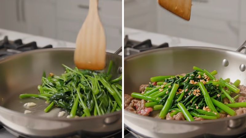 Xào bò với rau muống