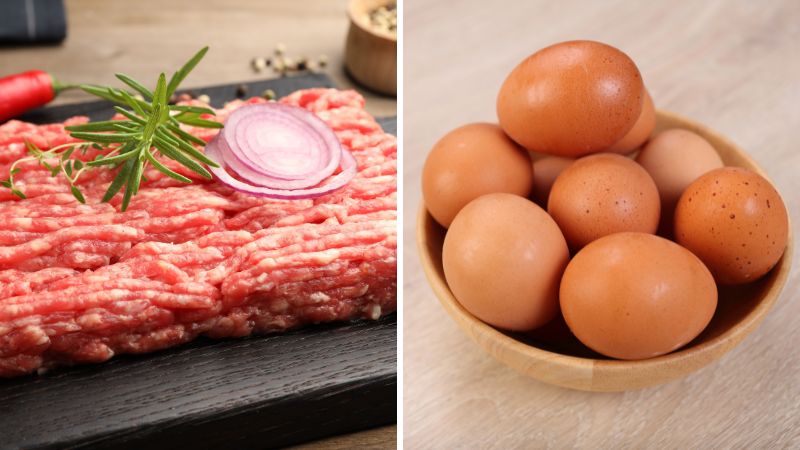 Nguyên liệu làm trứng chiên thịt bằm