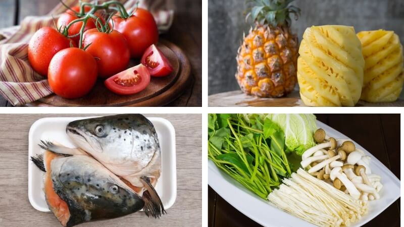 Nguyên liệu làm lẩu đầu cá hồi